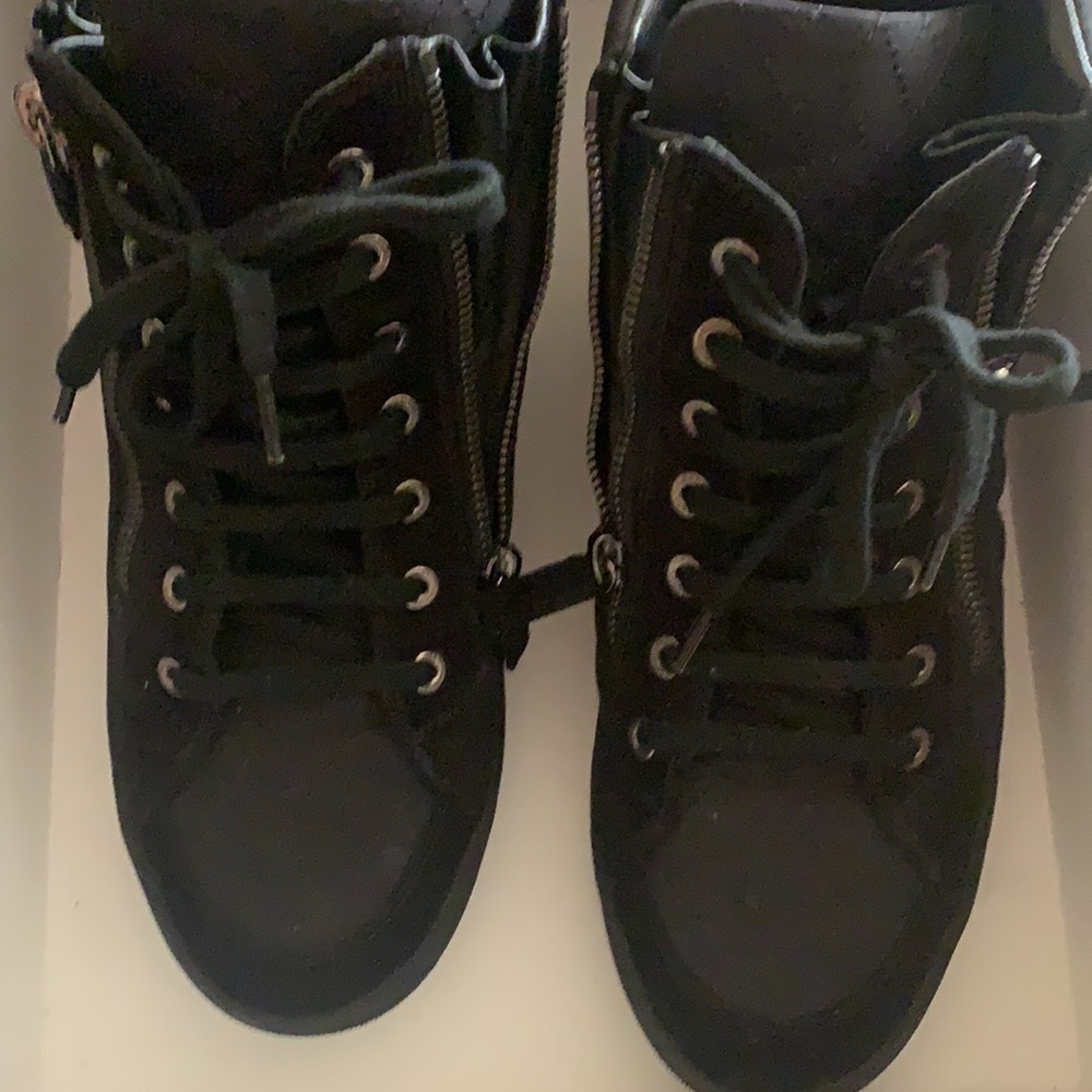 Chanel sneakers size 40 high top black/black with box high tops suede /nylon